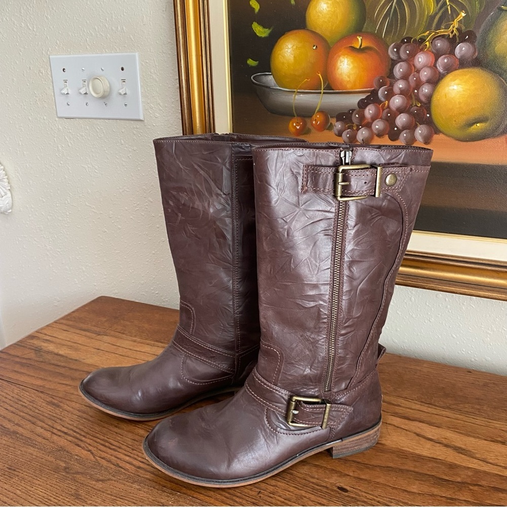GB winter casual buckle boots ashy brown knee high autumn rounded toe women boot - Picture 10 of 10
